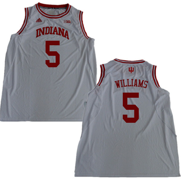 Men #5 Troy Williams Indiana Hoosiers College Basketball Jerseys Sale-White - Click Image to Close